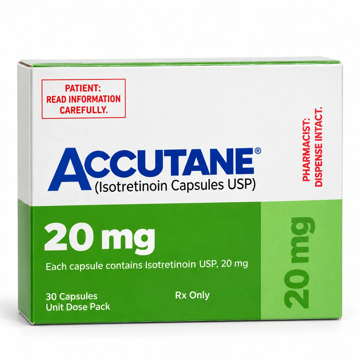 Accutane isotretinoin 20 mg carton